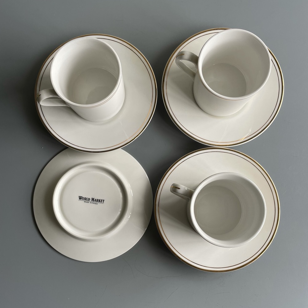 EUC World Market Tea Cup + Saucer-Set of 3 - Picture 1 of 3